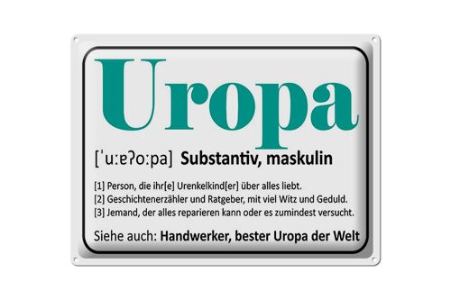 Blechschild Spruch 40x30cm Uropa Handwerker bester Uropa