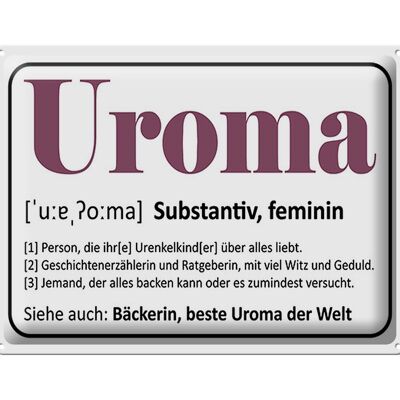 Blechschild Spruch 40x30cm Uroma Bäckerin beste Uroma Welt