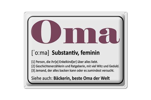 Blechschild Spruch 40x30cm Oma Bäckerin beste Oma Welt