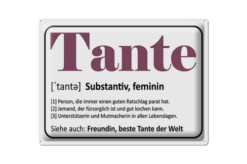 Blechschild Spruch 40x30cm Tante Freundin beste Tante Welt