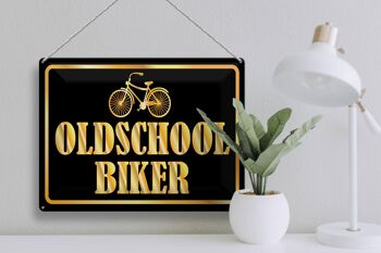 Plaque en tôle disant 40x30cm Oldscholl Biker 3