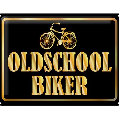 Targa in metallo con scritta Oldscholl Biker 40x30 cm