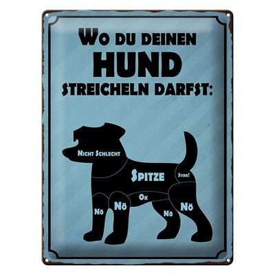 Metal sign saying 30x40cm where you can pet your dog