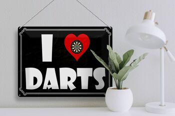 Plaque en tôle disant 40x30cm I Love Darts, décoration murale 3
