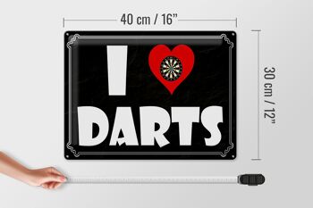 Plaque en tôle disant 40x30cm I Love Darts, décoration murale 4