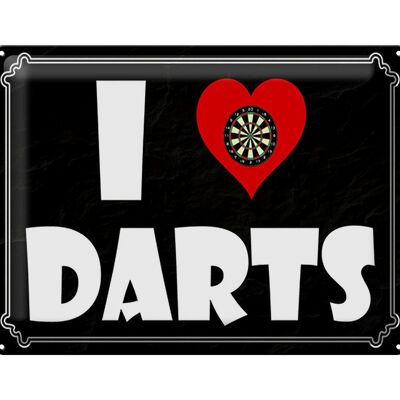 Targa in metallo con scritta "I Love Darts" decorazione murale 40x30 cm