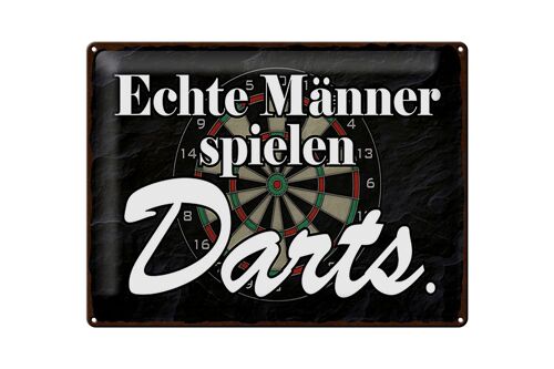 Blechschild Spruch 40x30cm echte Männer spielen Darts