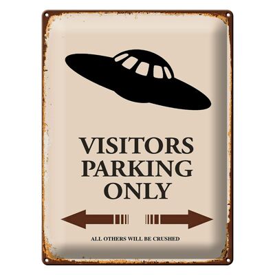 Cartel de chapa que dice 30x40 cm Estacionamiento para visitantes solo todos los demás Ufo