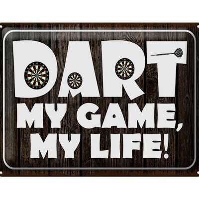 Targa in metallo con scritta 40x30 cm DART my Game my life