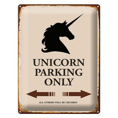 Blechschild Spruch 30x40cm Unicorn Parking only all others