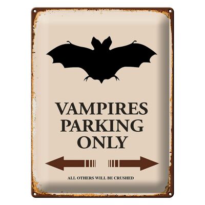 Cartel de chapa que dice 30x40cm Vampiros Estacionamiento solo todos los demás