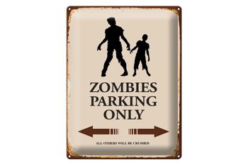 Panneau en étain indiquant 30x40cm Zombies Parking uniquement tous les autres 1