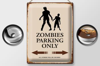 Panneau en étain indiquant 30x40cm Zombies Parking uniquement tous les autres 2