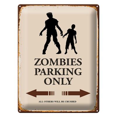 Cartel de chapa que dice 30x40cm Zombies Estacionamiento solo todos los demás