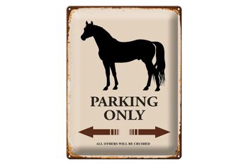 Panneau en étain indiquant 30x40cm Parking pour chevaux uniquement tous les autres 1