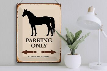 Panneau en étain indiquant 30x40cm Parking pour chevaux uniquement tous les autres 3