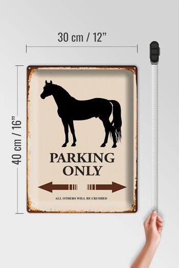 Panneau en étain indiquant 30x40cm Parking pour chevaux uniquement tous les autres 4