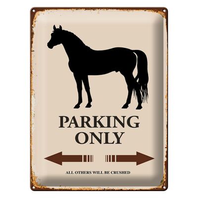 Cartel de chapa que dice 30x40cm Estacionamiento de caballos solo todos los demás