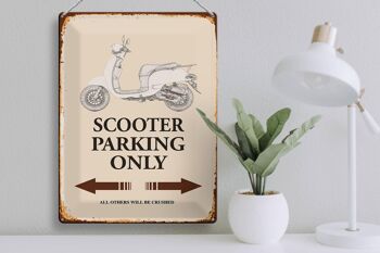 Panneau en étain indiquant 30x40cm Scooter Parking uniquement tous les autres 3