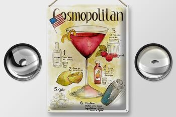 Plaque en tôle recette 30x40cm Recette de cocktail cosmopolite 2