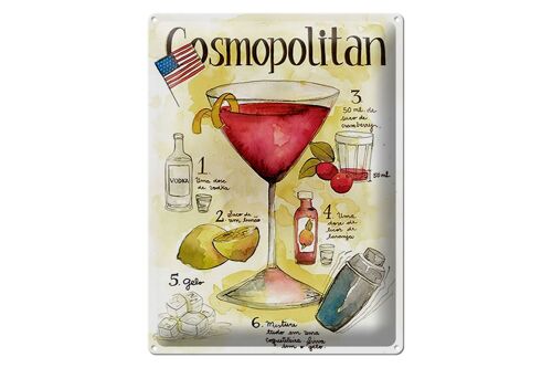 Blechschild Rezept 30x40cm Cosmopolitan Cocktail Recipe