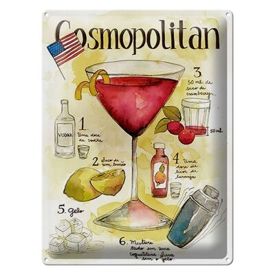 Plaque en tôle recette 30x40cm Recette de cocktail cosmopolite