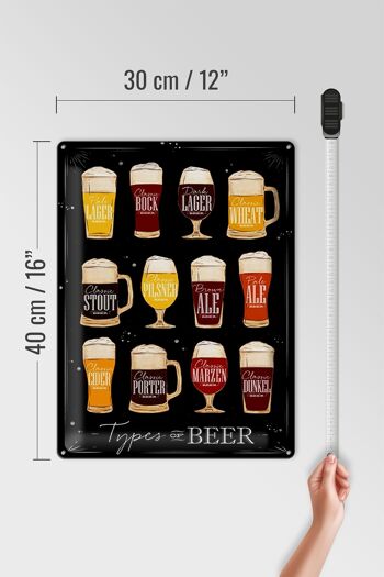 Panneau en étain indiquant 30x40cm Types de bière Type de bière alcool 4