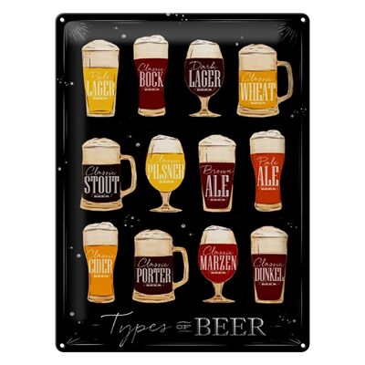 Metal sign saying 30x40cm Types of Beer Beer Type Alcohol