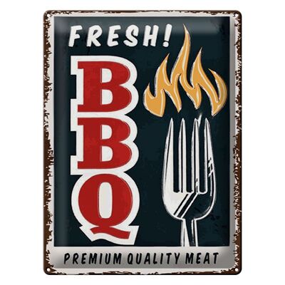 Targa in metallo con scritta "Fresh BBQ Grill" 30 x 40 cm, qualità premium