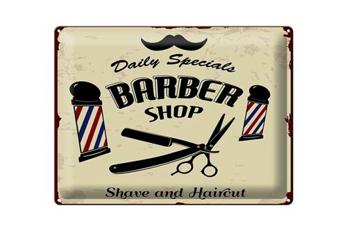 Blechschild Spruch 30x40cm Barbershop shave and haircut