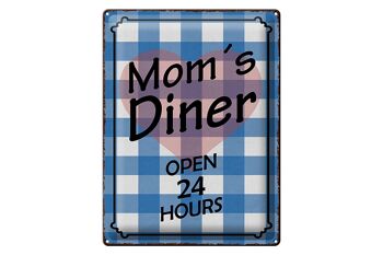 Panneau en étain disant 30x40cm Mom's Diner ouvert 24 heures sur 24 1