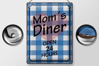 Panneau en étain disant 30x40cm Mom's Diner ouvert 24 heures sur 24 2