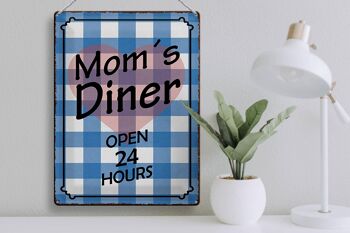 Panneau en étain disant 30x40cm Mom's Diner ouvert 24 heures sur 24 3