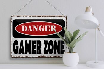 Panneau en étain indiquant zone de danger pour les joueurs 40x30cm 3