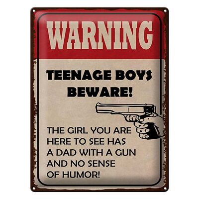 Blechschild Spruch 30x40cm warning teenage boys beware