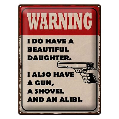 Targa in metallo 30x40 cm con scritta "Avvertimento: ho una bellissima figlia".