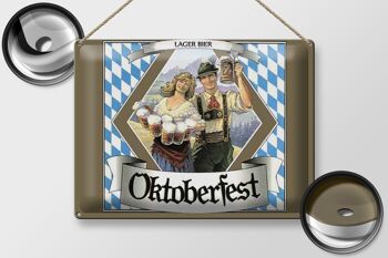 Panneau en étain indiquant 40x30cm Oktoberfest Lager Beer Bavière 2