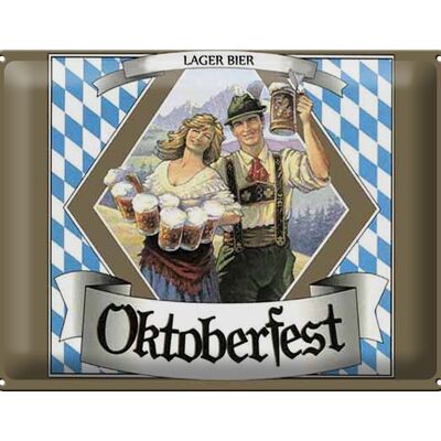 Panneau en étain indiquant 40x30cm Oktoberfest Lager Beer Bavière
