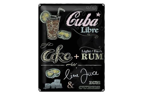 Blechschild Rezept 30x40cm Cuba Libre Cocktail dark Rum Ice