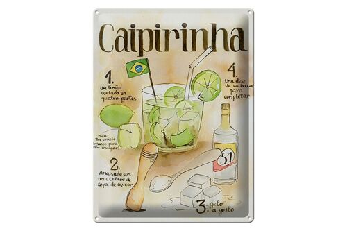 Blechschild Rezept 30x40cm Caipirinha limao dose de cachaca