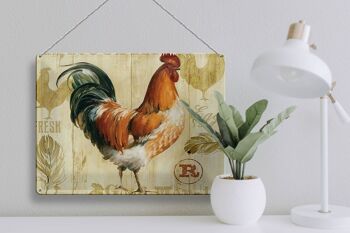 Panneau en étain disant 40x30cm poulet poules œufs frais œufs 3