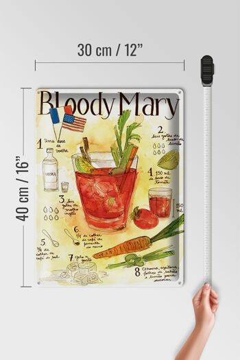 Plaque en tôle recette 30x40cm Bloody Mary Vodka Limao tomate 4