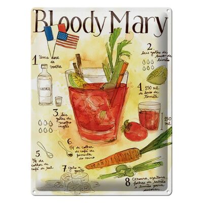 Plaque en tôle recette 30x40cm Bloody Mary Vodka Limao tomate