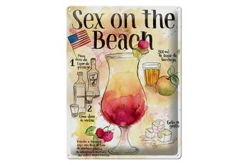 Plaque en tôle recette 30x40cm Sex on the Beach Licor Vodka 1