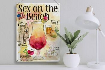 Plaque en tôle recette 30x40cm Sex on the Beach Licor Vodka 3