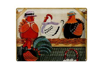 Panneau en étain disant 40x30cm poulet poules œufs œufs 1