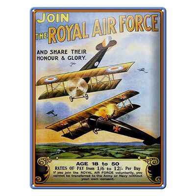 Blechschild Spruch 30x40cm Flugzeug Royal air force Age 18