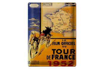 Plaque en tôle disant 30x40cm le film vélo Tour France 1952 1