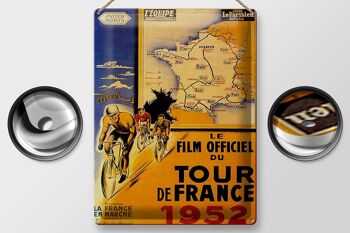 Plaque en tôle disant 30x40cm le film vélo Tour France 1952 2