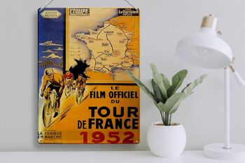 Plaque en tôle disant 30x40cm le film vélo Tour France 1952 3